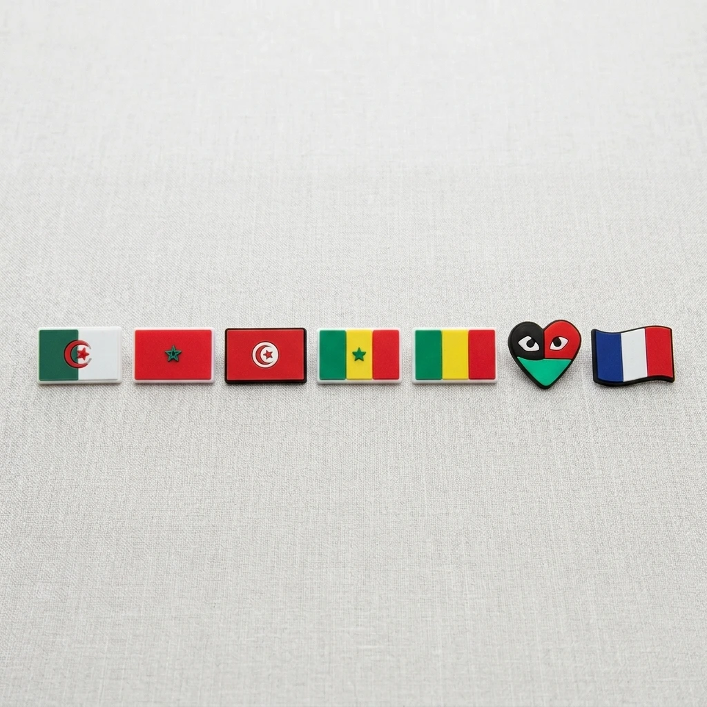 Pins drapeaux personnalisables pour sandales ACrocs — 26 pays disponibles